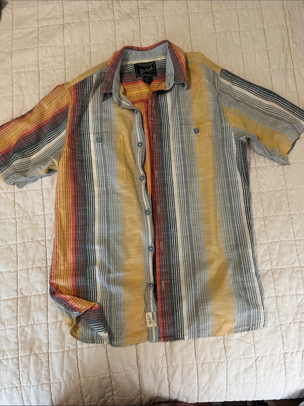 Woolrich Men's Striped Short-Sleeve Button-Up Shirt